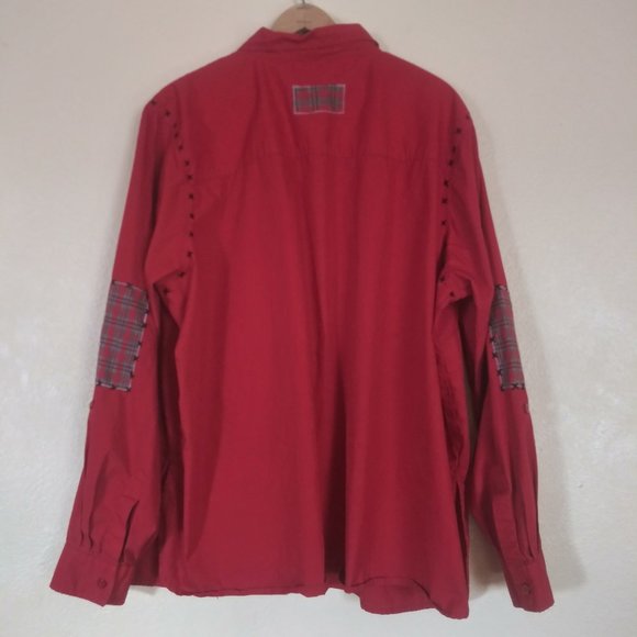Bobbie Brooks Red Moose Stitching Long Sleeve Button Front Shirt Women's 26/28W - Picture 4 of 5